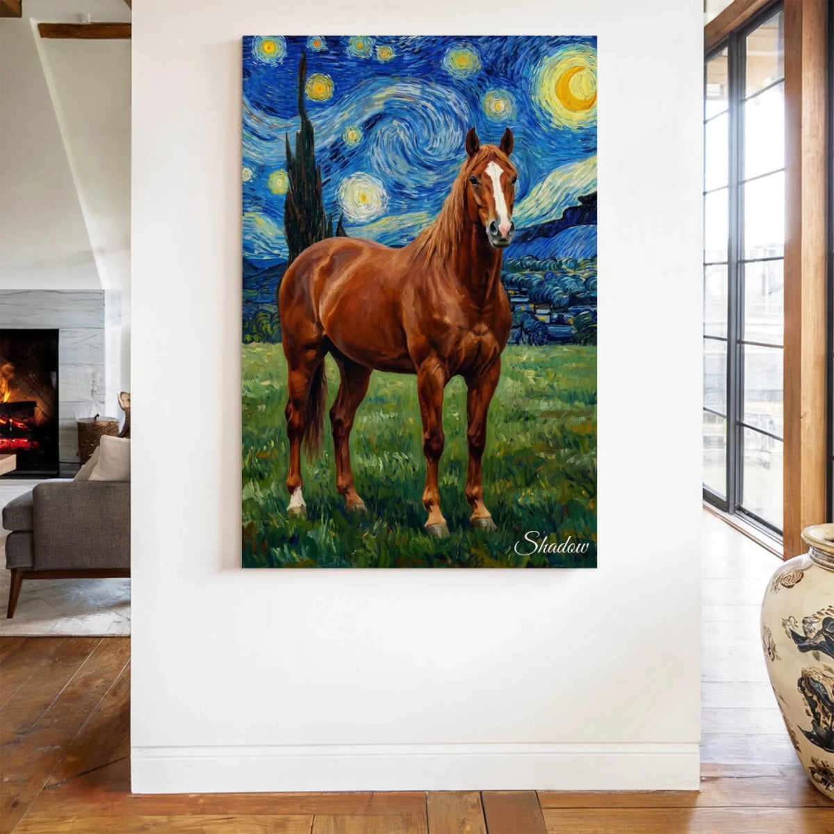 Portrét koně ve stylu Van Gogha z tvé fotky - plátno