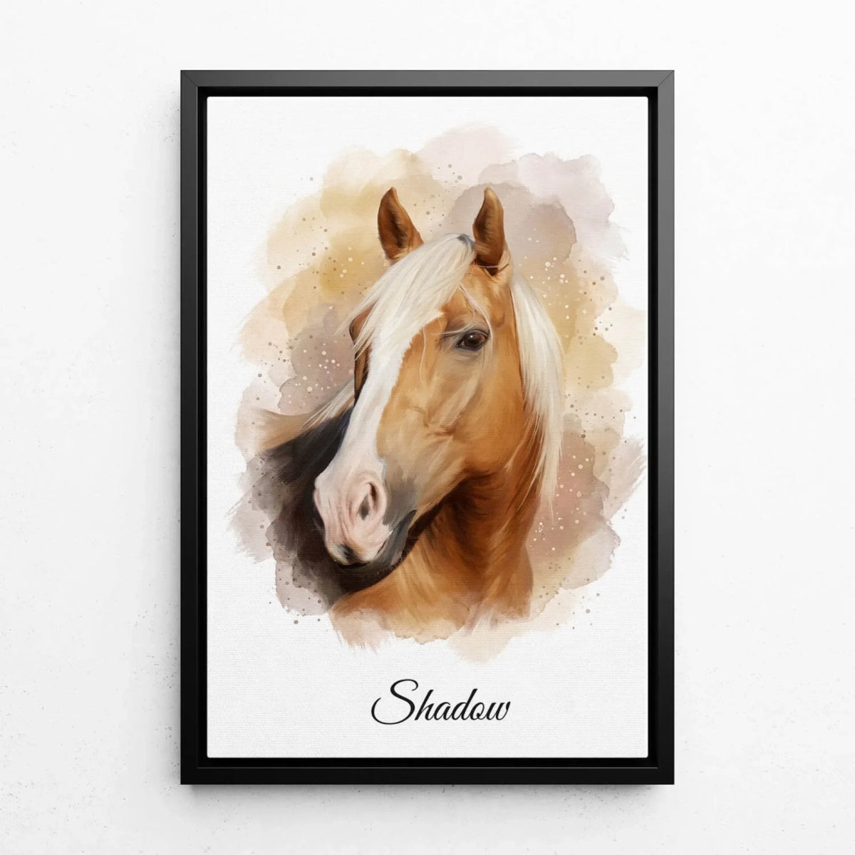Pferdeportrait im Aquarell-Stil - Rahmen Schwarz